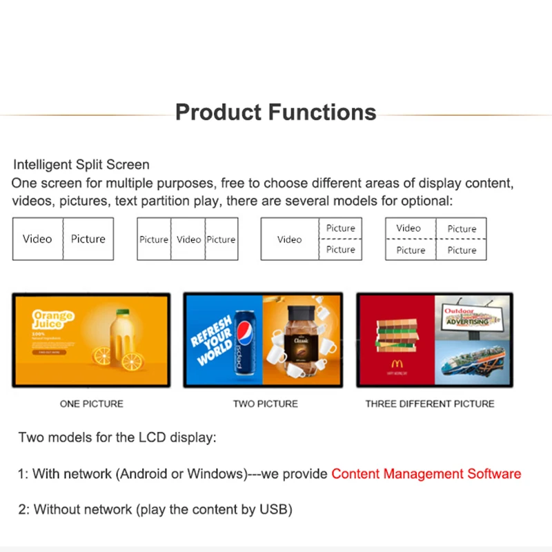 Wall Mount Led Lcd Display Advertising Player 42 Inch Touch Screen Monitor