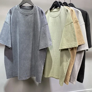 Wholesale Summer New Heavyweight 100% Cotton Loose Vintage Men's T Shirt Custom Men Vintage Oversized Tshirt