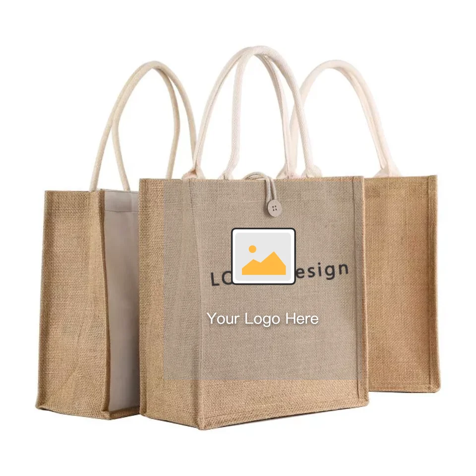 Custom Cheap Printed Burlap Eco Reusable Shopping Jute Tote Bag With ...