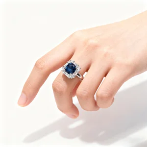 Elegant Blue Ring with Diamond Fine Jewelry for Women Luxury Engagement Wedding Anniversary Statement Rings for Girls