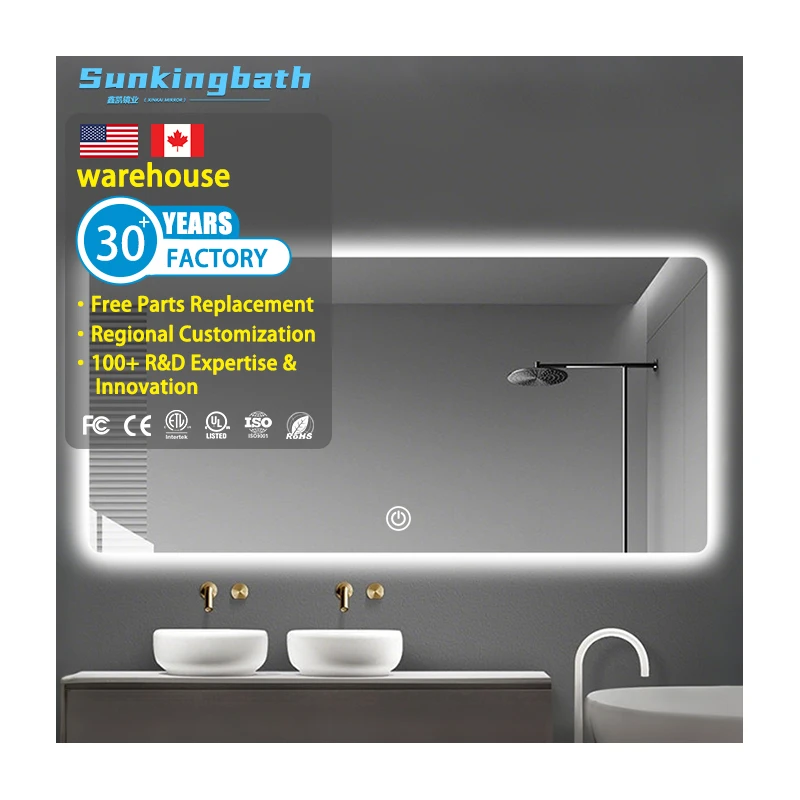 Hotsale Wall Mounted Mirror Time Temperature Backlight Mirror Anti Fog Bathroom Smart Led Mirror with Lighting