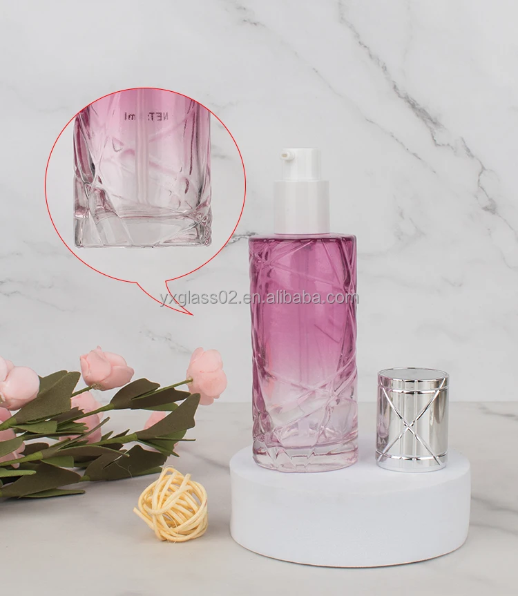 Luxury Unique design cosmetic glass bottle set irregularity shape glass jar bottle Skincare cosmetic packaging suit container details