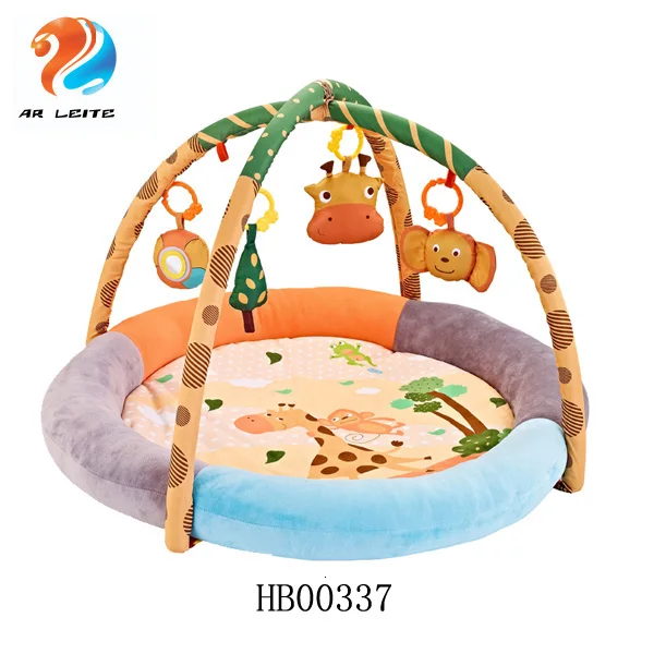 New Design Soft Plush Infant Activity Gym Baby Floor Crawling Blanket Baby Paly Gym Mat with Hanging Toys