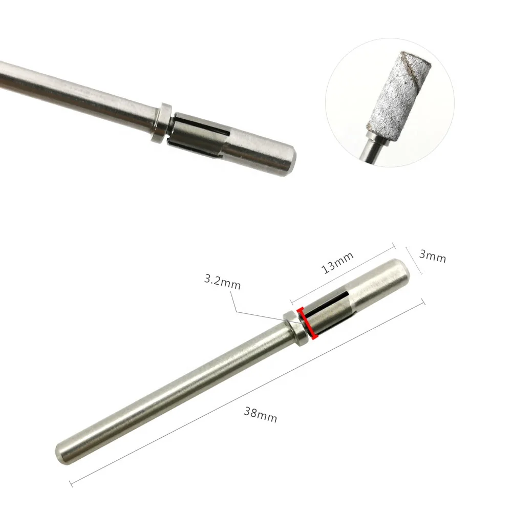 Hytoos 3mm Mini Stainless Steel Sanding Bands Mandrel 3/32" Shaft Nail