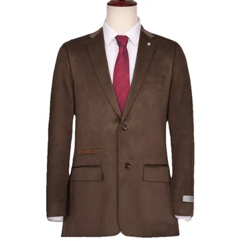 South America Suit classic elegant suit Coffee Brown two-piece ball wedding velvet lapel coat men's clothing business suits