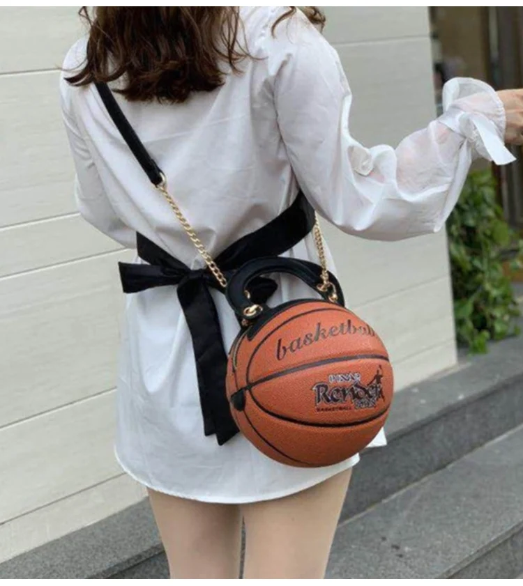 Women's Shoulder Bag PU Novelty Bag Basketball Shaped Chain Bag