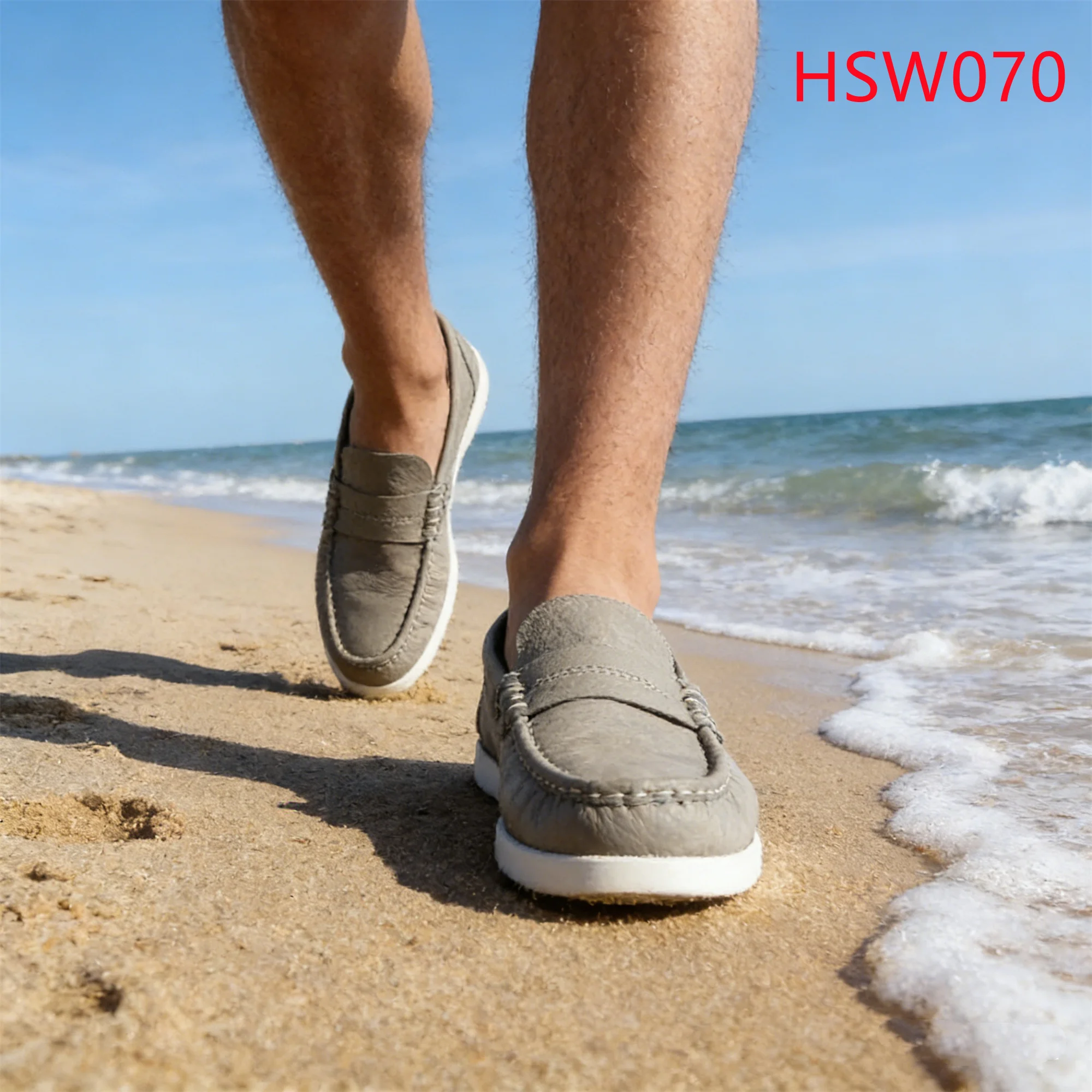 HY,Social Gathering All-day comfort Embossed Leather Green Boat Shoes Southeast Asia Popular Hand Stitching Peas Shoes HSW070