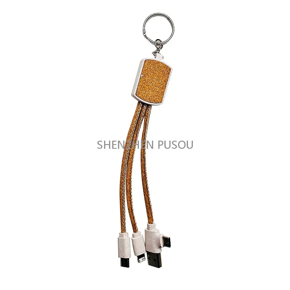 Git Set Keychain 3 In 1 Retractable Customized Logo Usb Cable Square