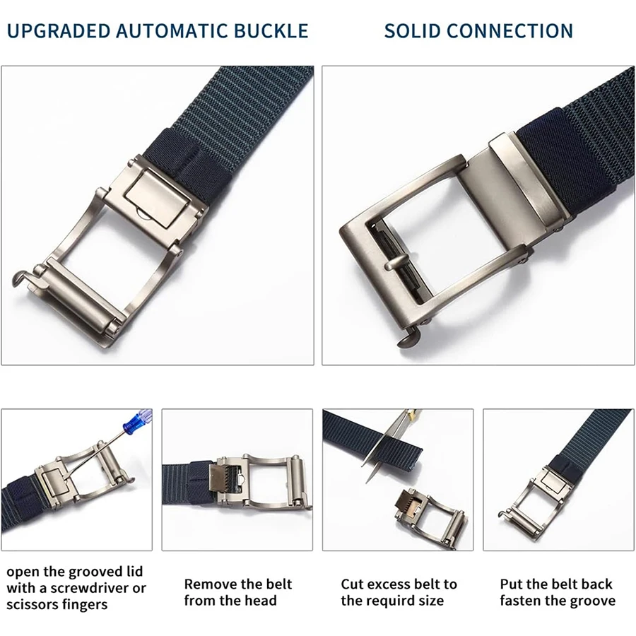 Men Wear-resistant Nylon Web Tactical Belt with Automatic Slide Buckle Golf Men Adjustable Tactical Belt