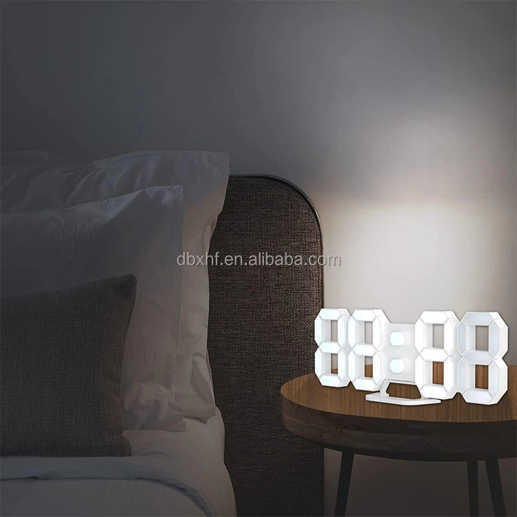 Hot Sale Modern Home Decor Table Wall 3D Led Timer Alarm Digital Clock Nightlight Watch Alarm Clock