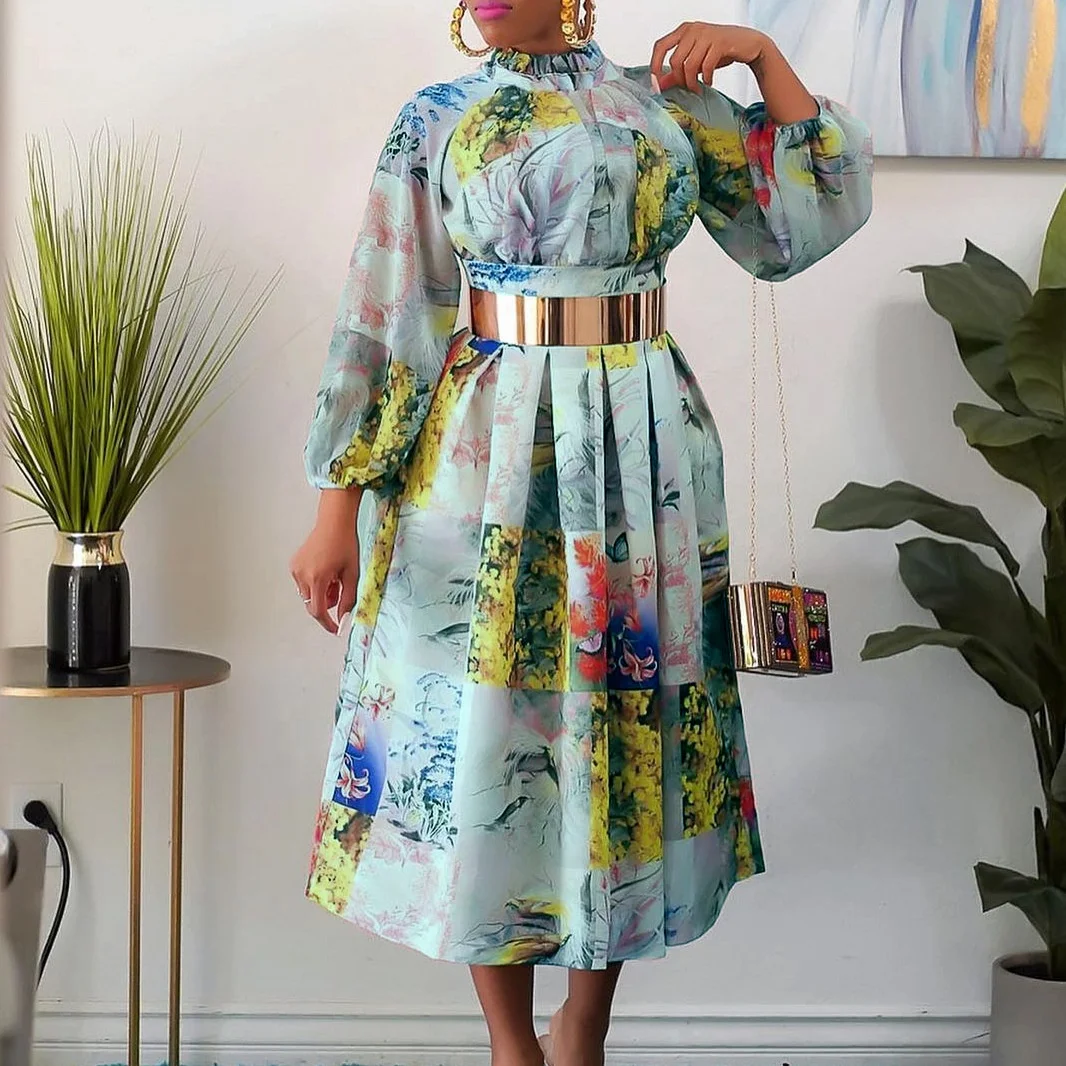 Floral Turkish Summer Dresses 2022 Turkey Casual Dresses With Belt Woman  Summer Dress Print Floral Floral