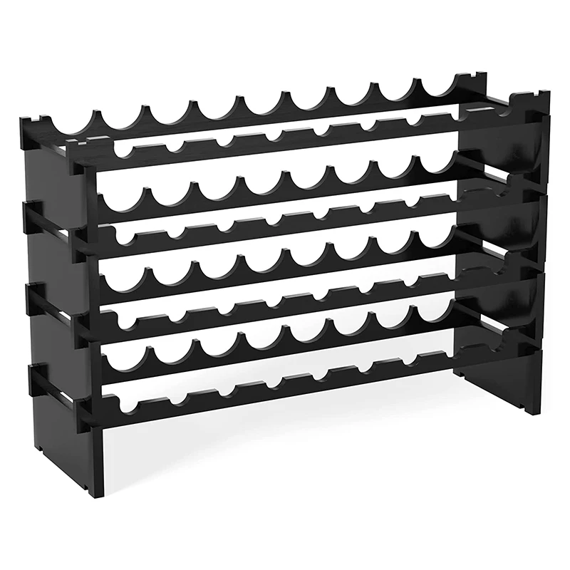 product wholesale freestanding 4 tier bamboo wine holder display shelves 36 bottles stackable wine rack for kitchen bar and cellar-6