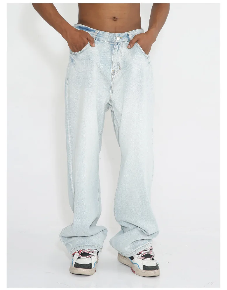 2024 Nuovo produttore di colore semplice dritto Jeans azzurri chiari dal design personalizzato per uomo_voghion.com