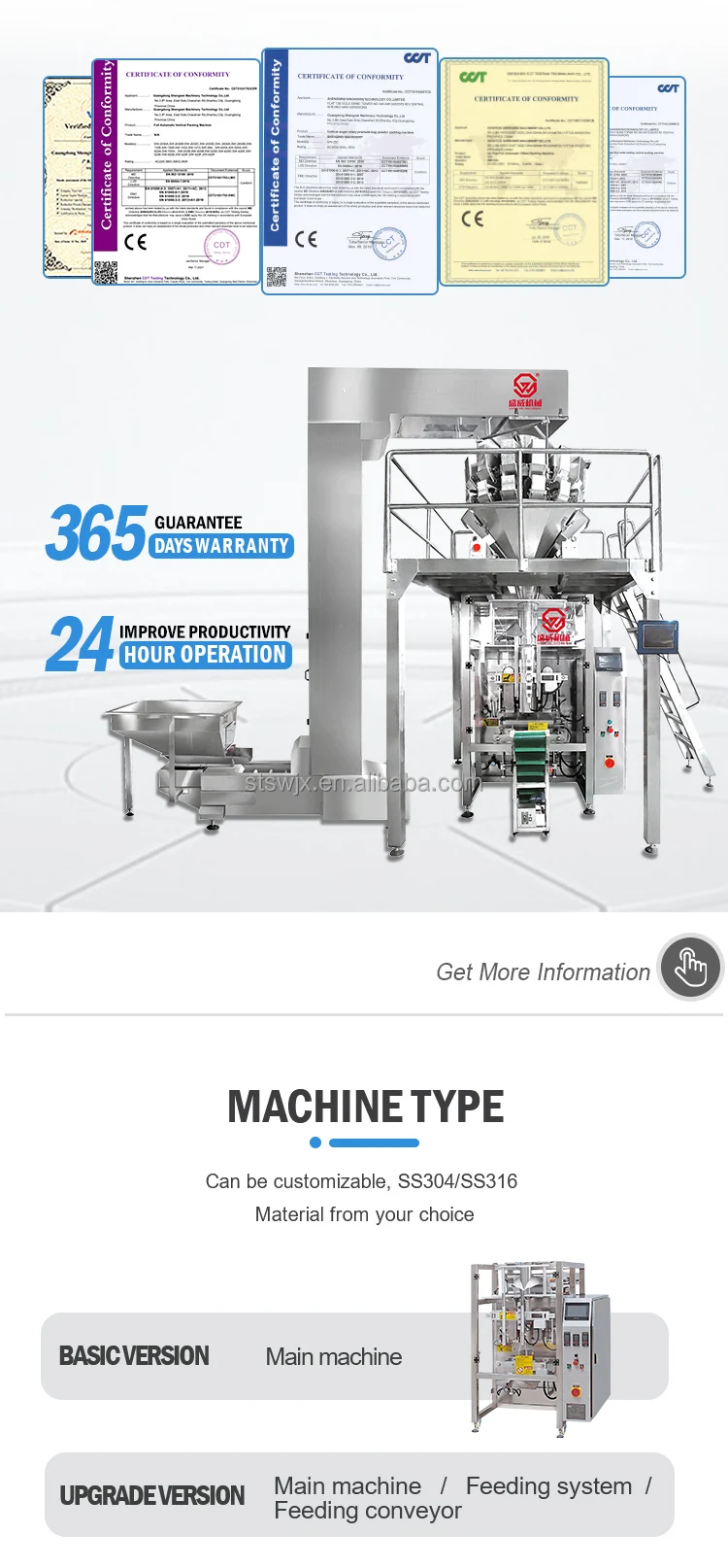 Full Automatic VFFS Weighing Seal Pouch Bag Packaging Machine