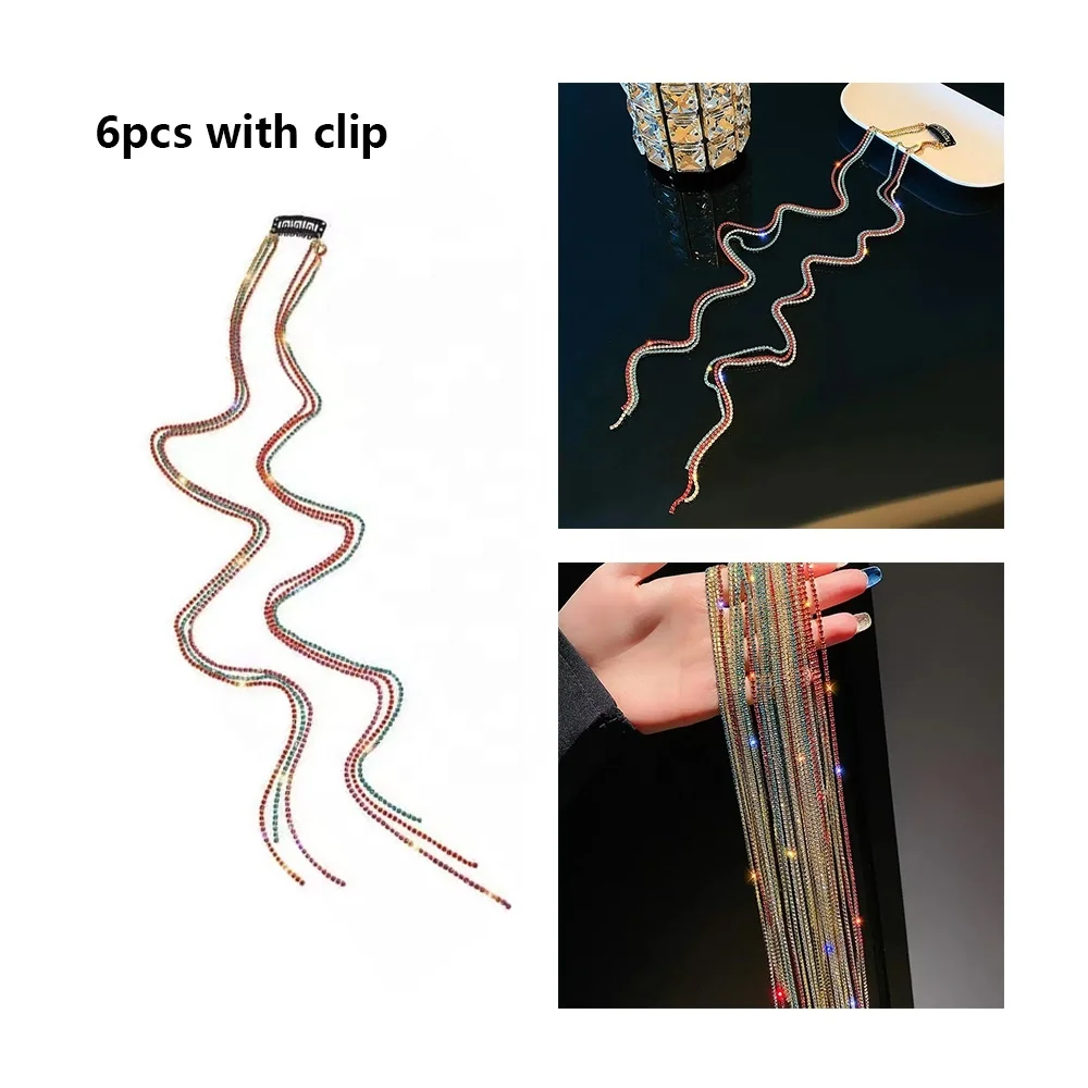 Niuhong 8 Pcs Clip Capelli Nappa Rhinestone Trecce Glitter Accessori Capelli Copricapo Moda Nappa Coda Cavallo Capelli Catene Collane Cristallo Bling Copricapo Catena Testa Cristallo Signore e Ragazze