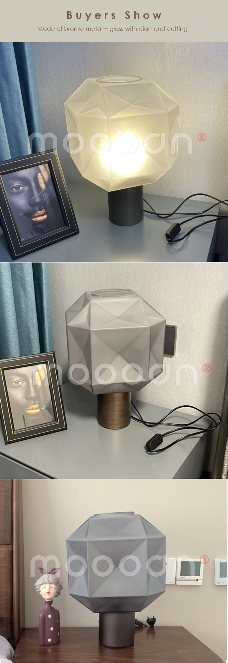 Guang dong nordic modern luxury night stained glass multipurpose LED table lamp for bedroom