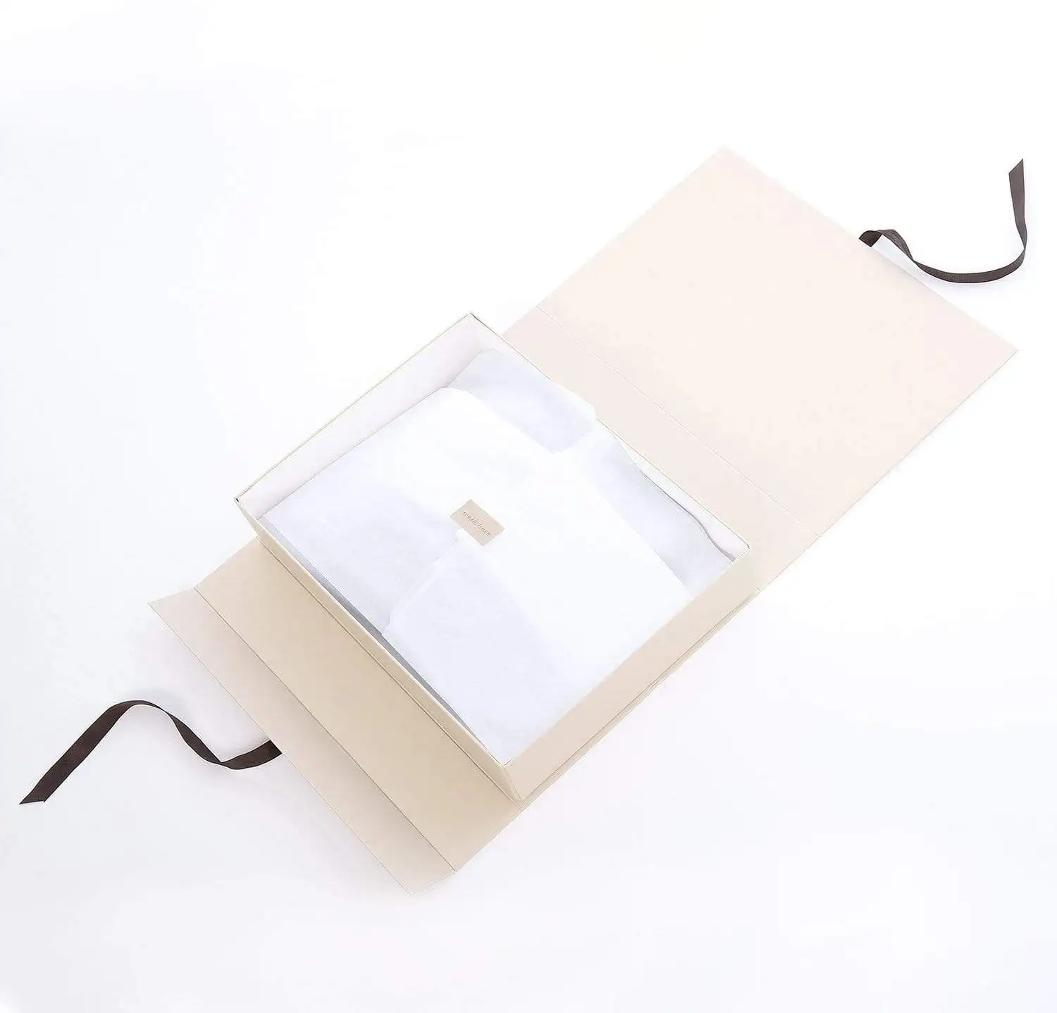 Custom White Card Fold Box with Ribbon for Clothes Logo Customized Printing Spot UV Hot Stamping Eco Friendly factory