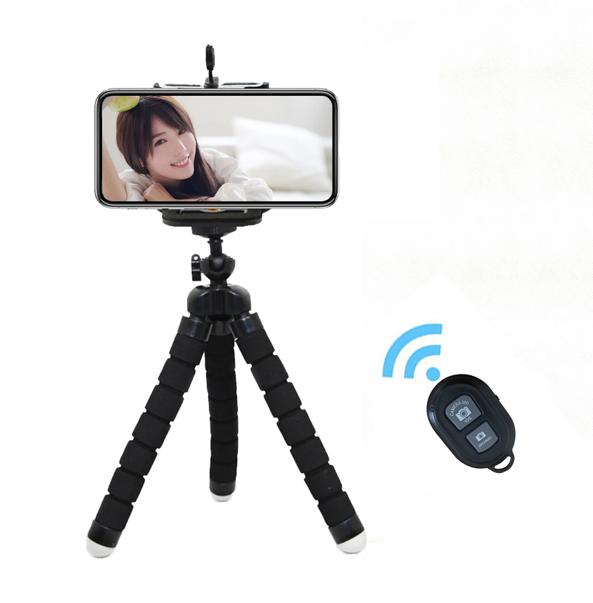 Mini Projector Tripod Stand, Wireless Remote Control Mini Flexible Sponge Tripod for Samsung/huawei Smart Phone Photography Fold
