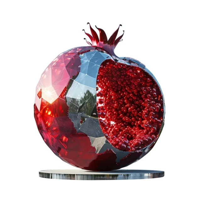 Stainless Steel Pomegranate Sculpture Square Sales Office Park Scenic Area Metal Iron Art Floor Decoration