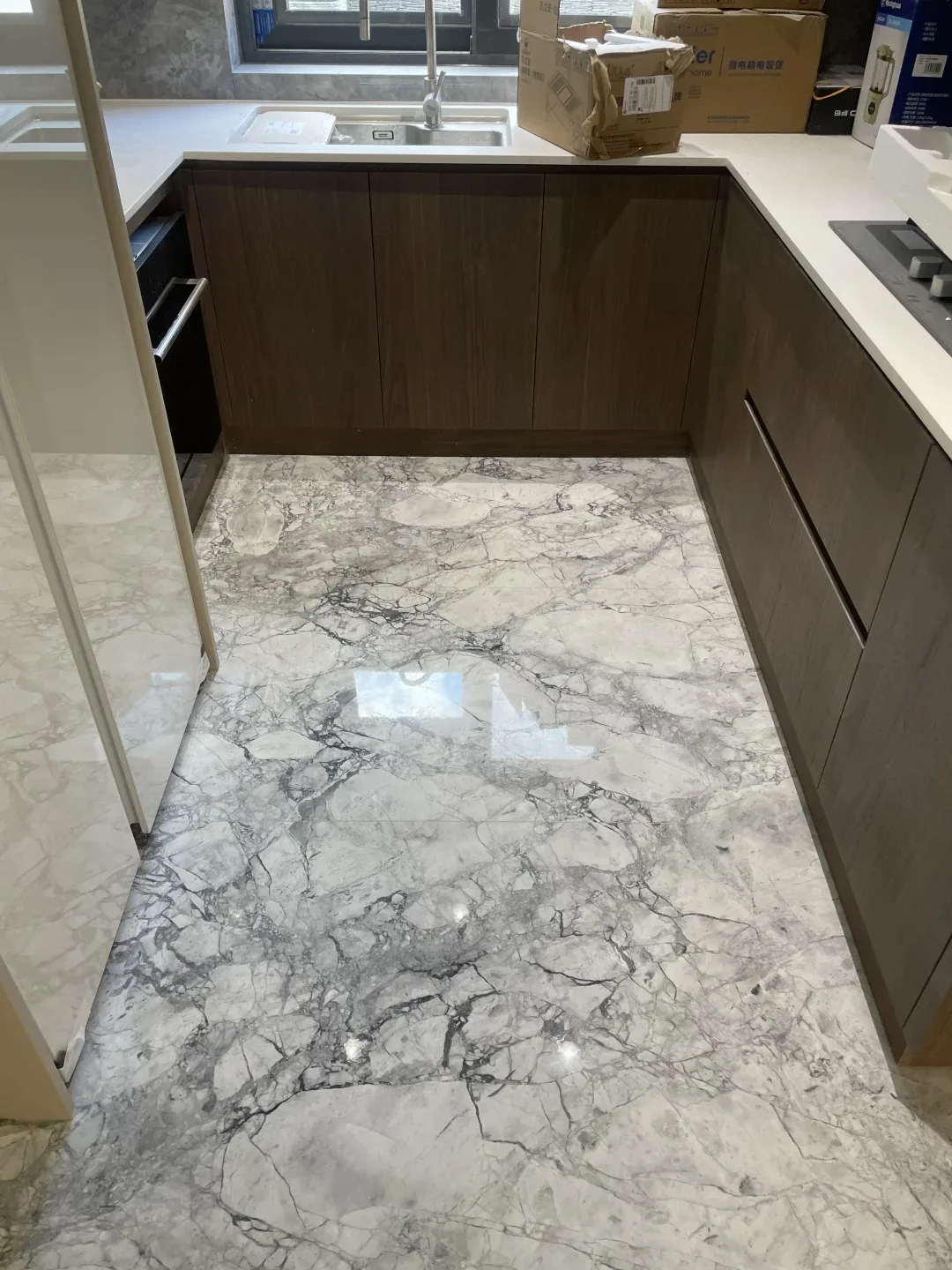 product modern design natural grey marble stone tiles polished big slab for floor bathroom vanities marble stair stone kitchen island-5