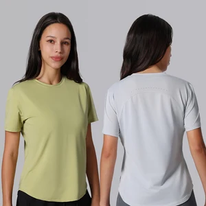 Custom Summer Women's Yoga Top High Quality Loose Casual Short Sleeve Gym Sports T-shirt Quick Dry Breathable Fitness Gym Shirt