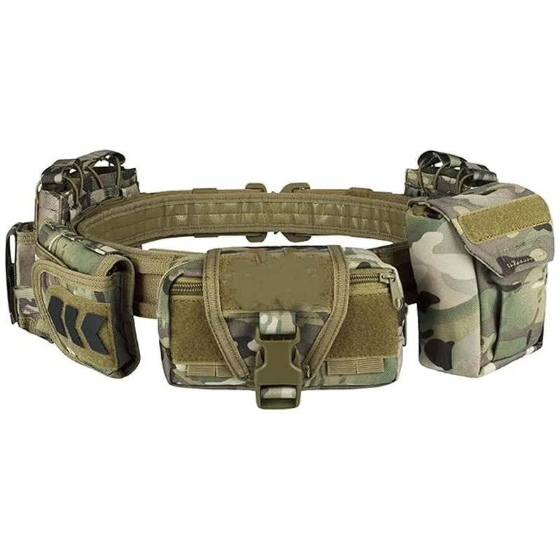 High Quality Quick-release Buckle Multi-functional Tactical Belt with Quick Release Accessory Pouches Mountaineering Duty Belt
