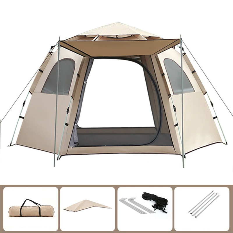 Customizable 3-4 Person Hexagonal Tent Waterproof Oxford Fabric Canvas for Summer Outdoor Camping for Families supplier