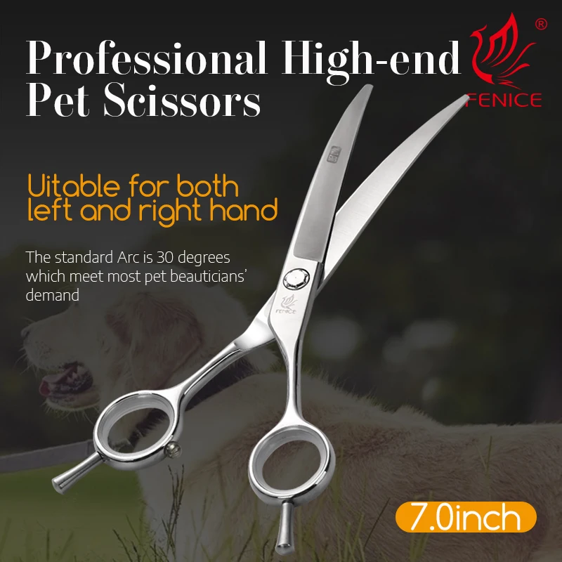 Fenice Asian Fenice 7 Inch Japanese Stainless Steel Pet Curved Scissors for Dog Grooming