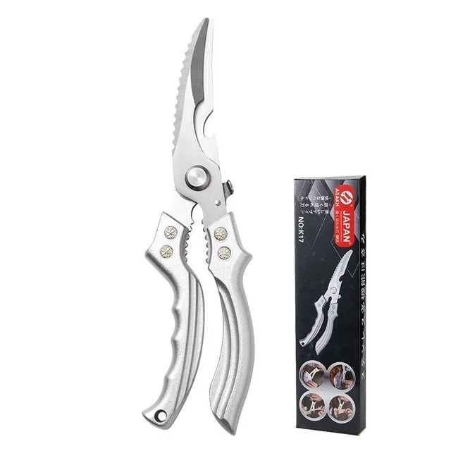 Industrial Kitchen Multi-Functional Stainless Steel Scissors Shears Smooth Chicken Bone Shear Thickened Aluminum Handle for