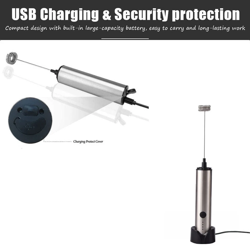 Electric Handheld Hand Automatic Drink Mini Manual Milk Frother Foamer Machine Usb Rechargeable Foam Maker