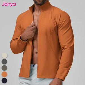 Janya Men's Compression Training Sojourn Jacket Quick Dry Long Sleeve Fitness Gym Top Sportswear Stand-Collar Windproof Jacket