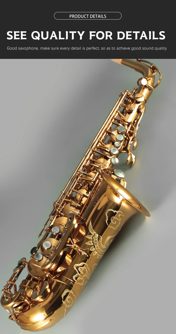 Popular Grade Classic Structure Gold Lacquer Rsax3 Alto Saxophone