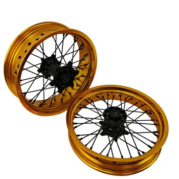 Supermotard YZ Moto 125 Gold Rims Black CNC Hubs Motorcycle Rims 17 Inch