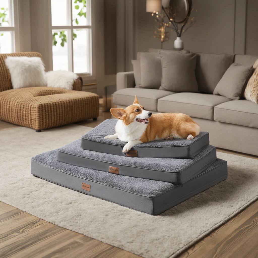 Luxo Faux Fur Dog Sofá Pet Almofada Cama com Padrão Sólido Acessório Macio para Cães e Gatos