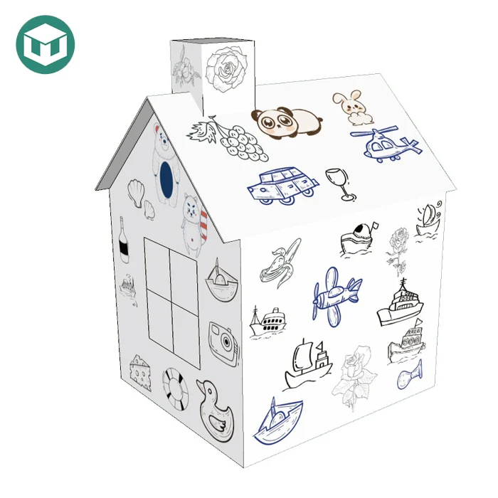 Customize Paper Furniture Cardboard Large Toy House for Houses Kids Cubby Cardboard House Coloring
