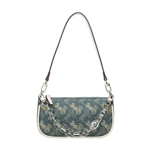 Factory Direct Private Brand Vintage Chain Pattern PU Leather Mini Purse Fanny Pack Shoulder Bag Zipper Letter for Summer