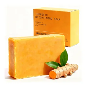 OEM ODM Handmade Organic Turmeric Oatmeal Whitening Facial Body Soap bar Skin Acne Dark Spot Remover Moisturizing Oil Control