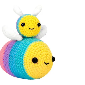 New Cute Little Bee Animal Wool Toys Hand-crochet DIY Material Package With English Video