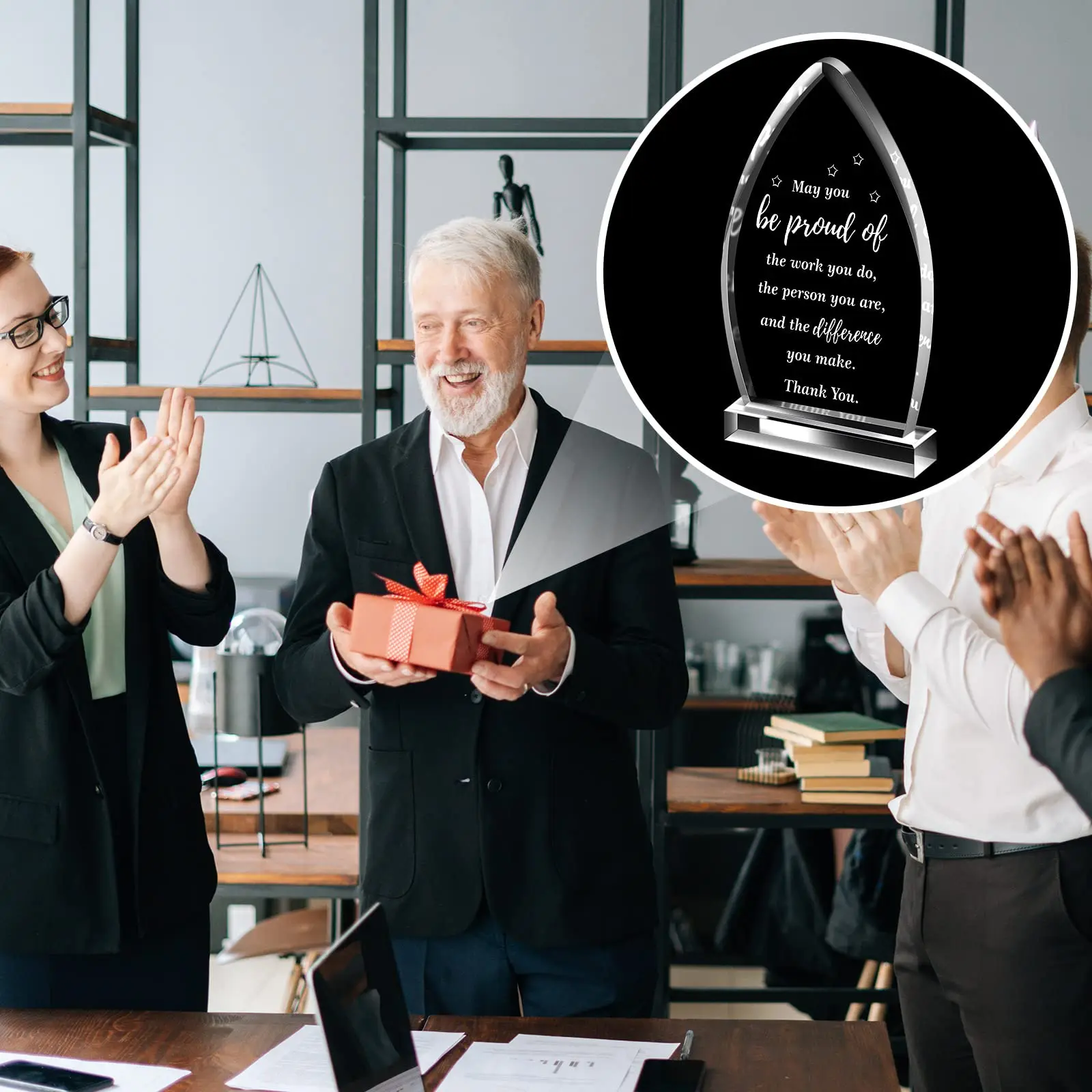 Personalized Custom Leaf Shaped Business Acrylic Ornaments Award Plaque Crystal Trophy and Award for Souvenir factory