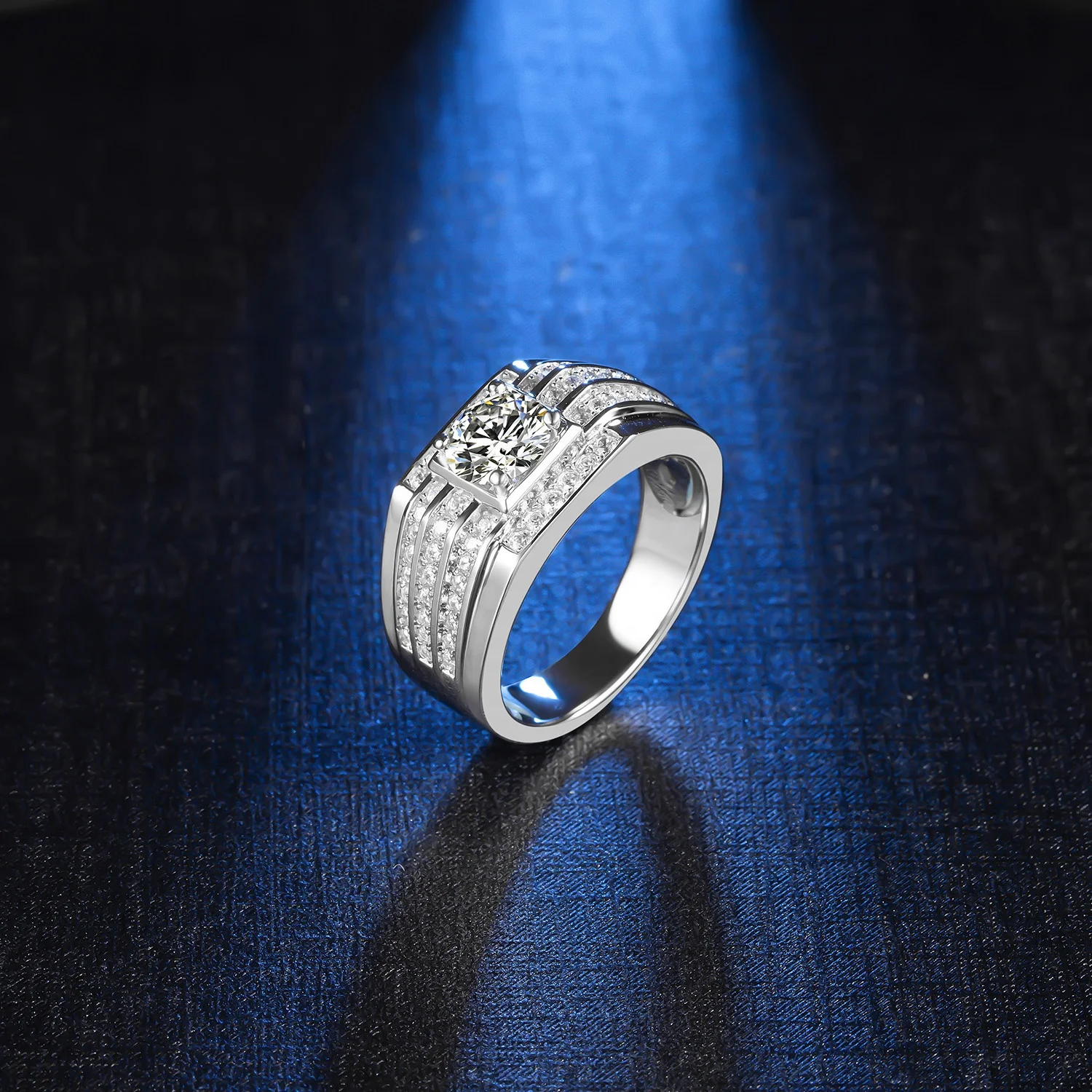 遵守1ct moissanite钻石订婚戒指手指925纯银珠宝男士戒指结婚戒指