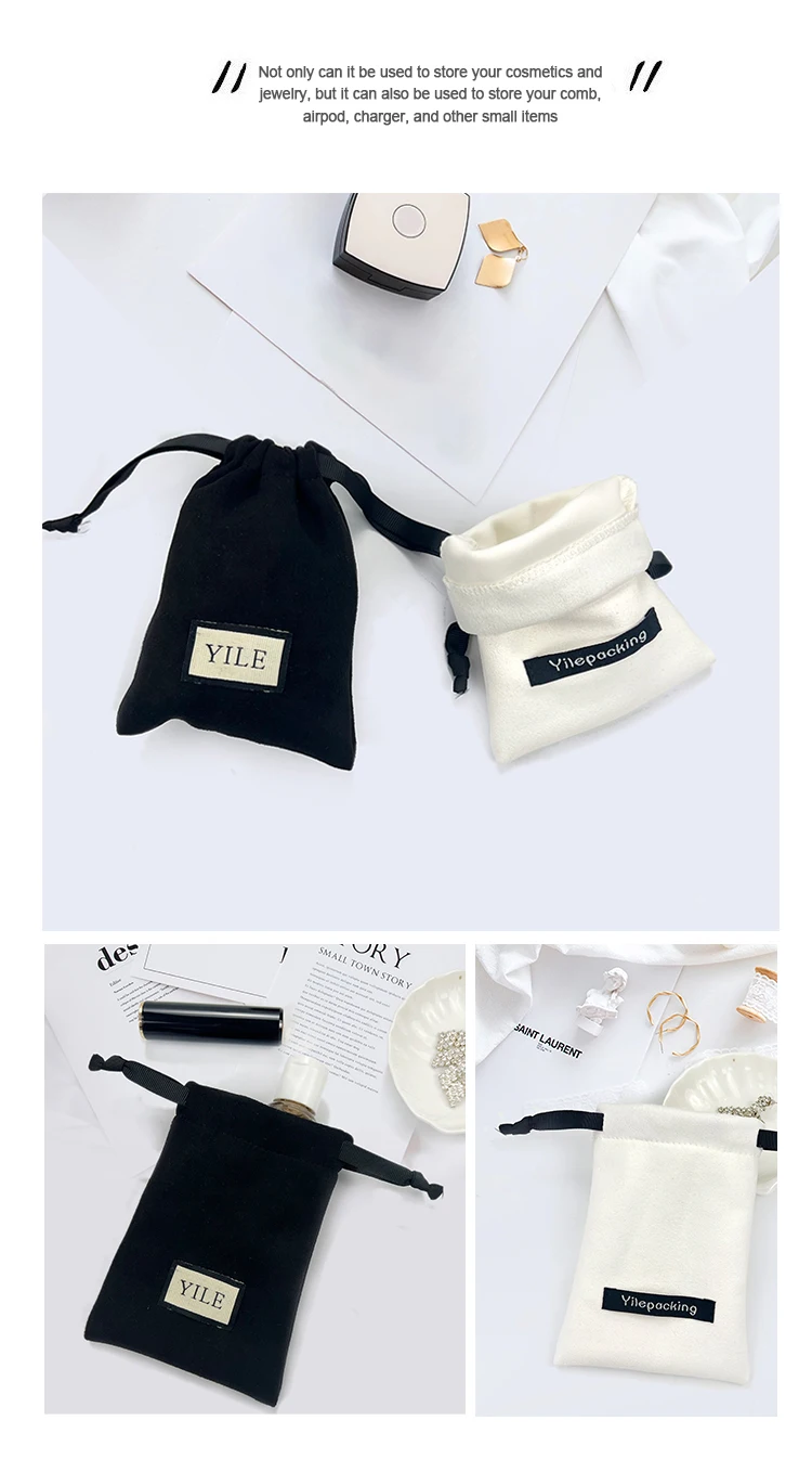 Wholesale Small White Black Custom Logo Printing Perfume Suede ...