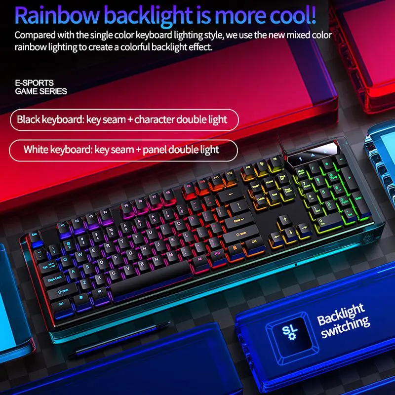 Professional V4 104 Keys Wired Colorful Backlit Rgb Light Computer Mechanical Game Multifunctional Waterproof Keyboards