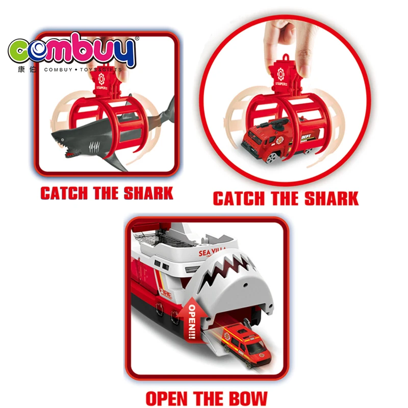 Ship Shark Boat Launcher Car Track Assembling Parking Lot Toy