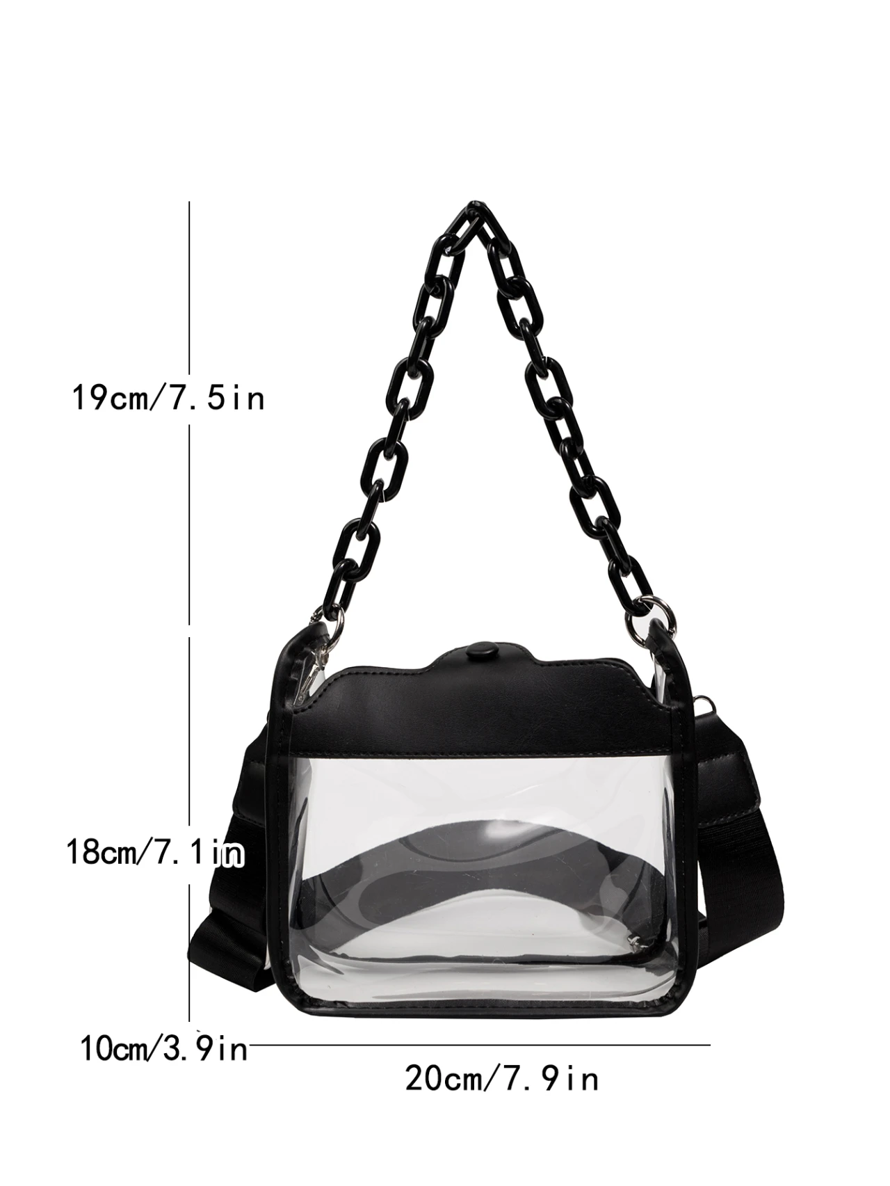 Wholesale Transparent PVC Messenger Bag Customized Fashion Chain Shoulder Clear Women Crossbody Bags