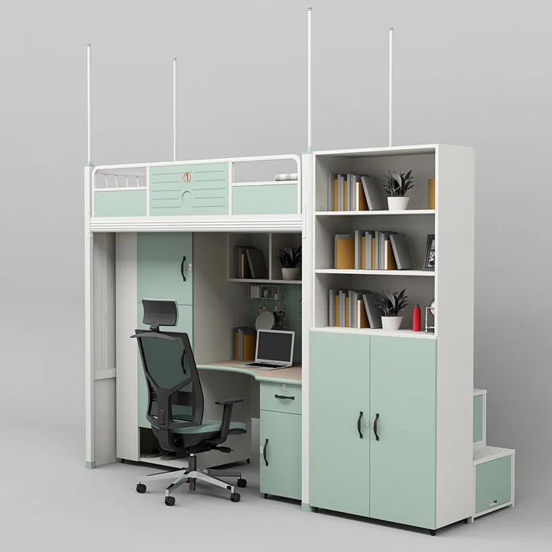 Modern Metal Bunk Bed High-Low Durable Desk Wardrobe for College Students for Dormitory Apartment Living Room Hotel Bedroom