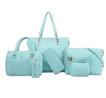 Haoen Large Capacity 6 In 1 Handbag Wallet Set Tote Shoulder Crossbody Bag Purse Wallet and Key Bag 6pcs Sets For Ladies