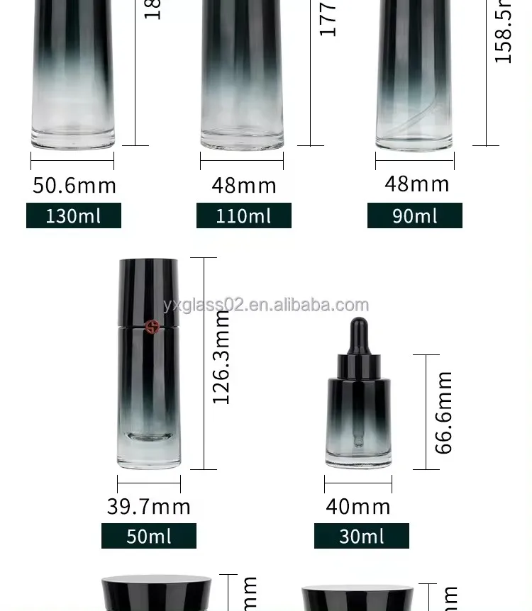 High-grade cosmetic bottle 30g50g30ml50ml90ml110ML130ml glossy container luxury skincare cosmetic set glass bottle packaging details