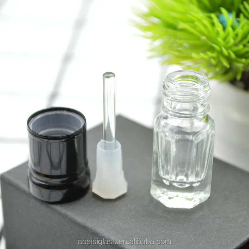 Attar Glass Bottle 3ml 6ml 12ml Octagonal Shape Arabian Attar Oud Perfume Glass Bottle With Metal Lids
