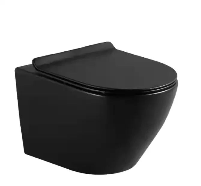 Rimless Wall Hung Toilets For The European Popular Concealed Water Tank Colorful Matt Black Wall Hung Toilet