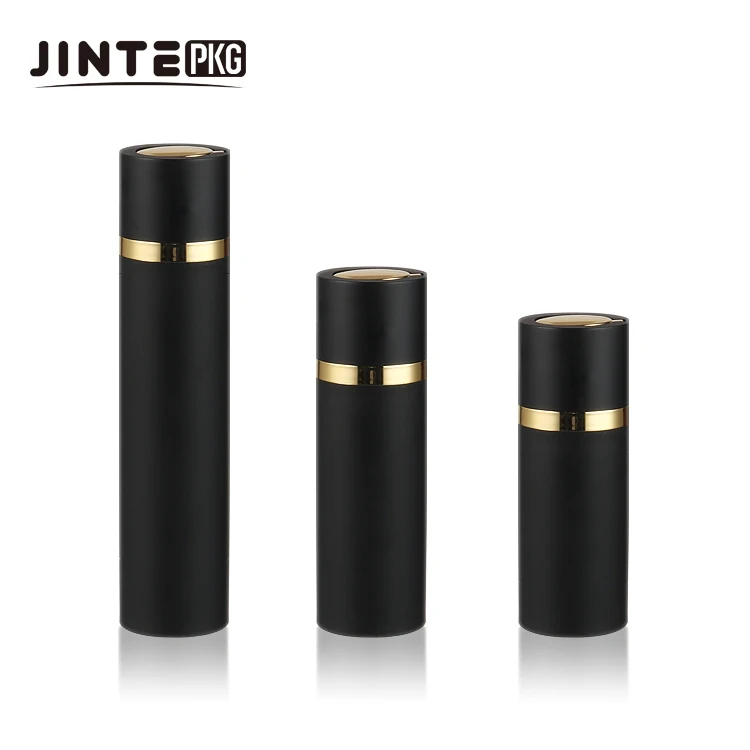Luxury 15ml 30ml  50ml Cosmetic Bottles High Quality Plastic Rotate Black Airless Pump Bottle Twist Airless Dispenser for Serum